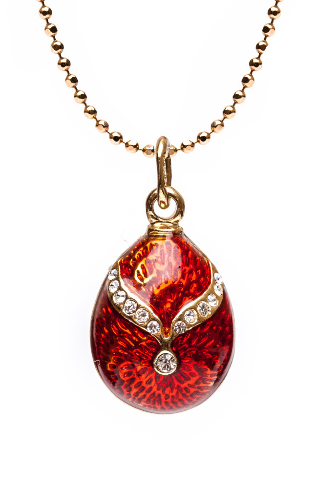 Gold Bow on Orange Egg Pendant