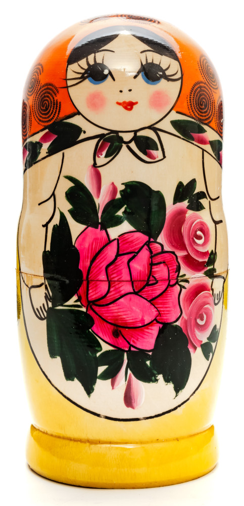 170 mm Orange Head Semenovskaya Hand Painted Wooden Russian Matryoshka Nesting Doll 7 pcs inside (by Ivan Studio)