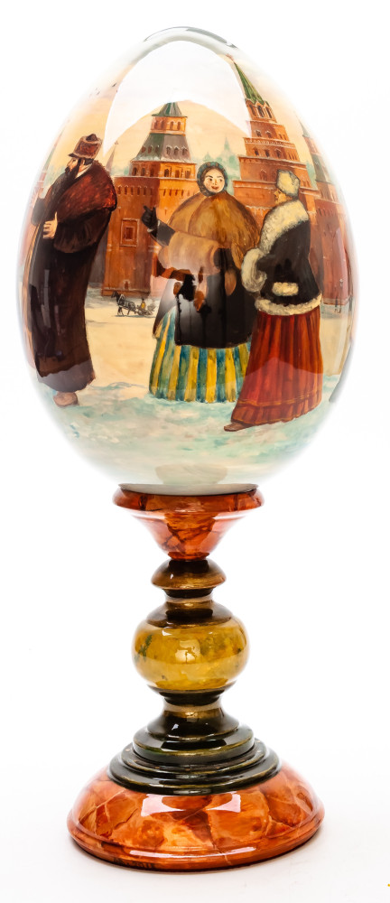 310 mm Moscow hand painted on colored wooden Egg with standby (by Tatiana Crafts)