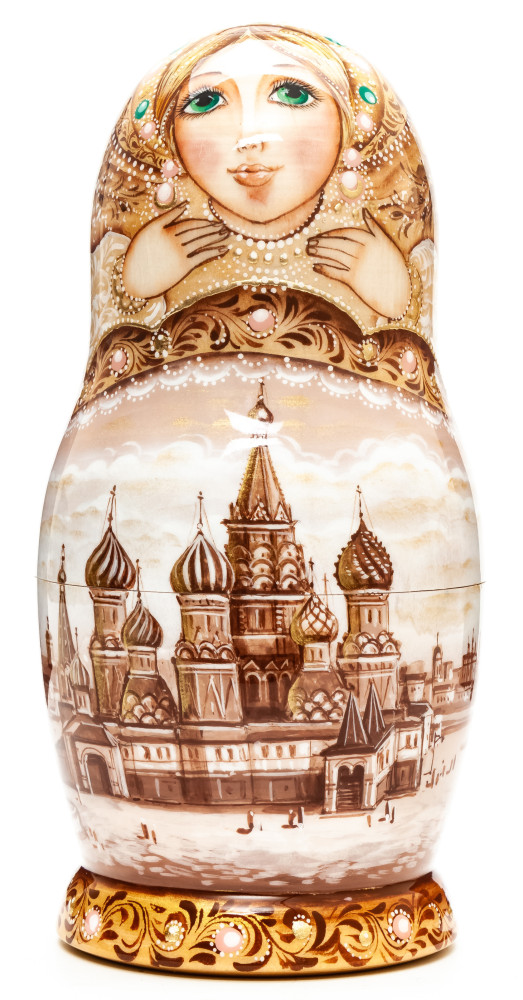 180 mm Moscow XIX Century hand painted on Wooden Matryoshka doll 5 pcs (by A Studio)