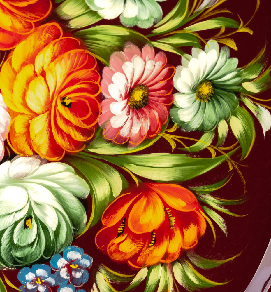 310x380 mm Zhostovo Patterns hand painted and lacquered  Metal Forged Tray (by Lada Crafts)
