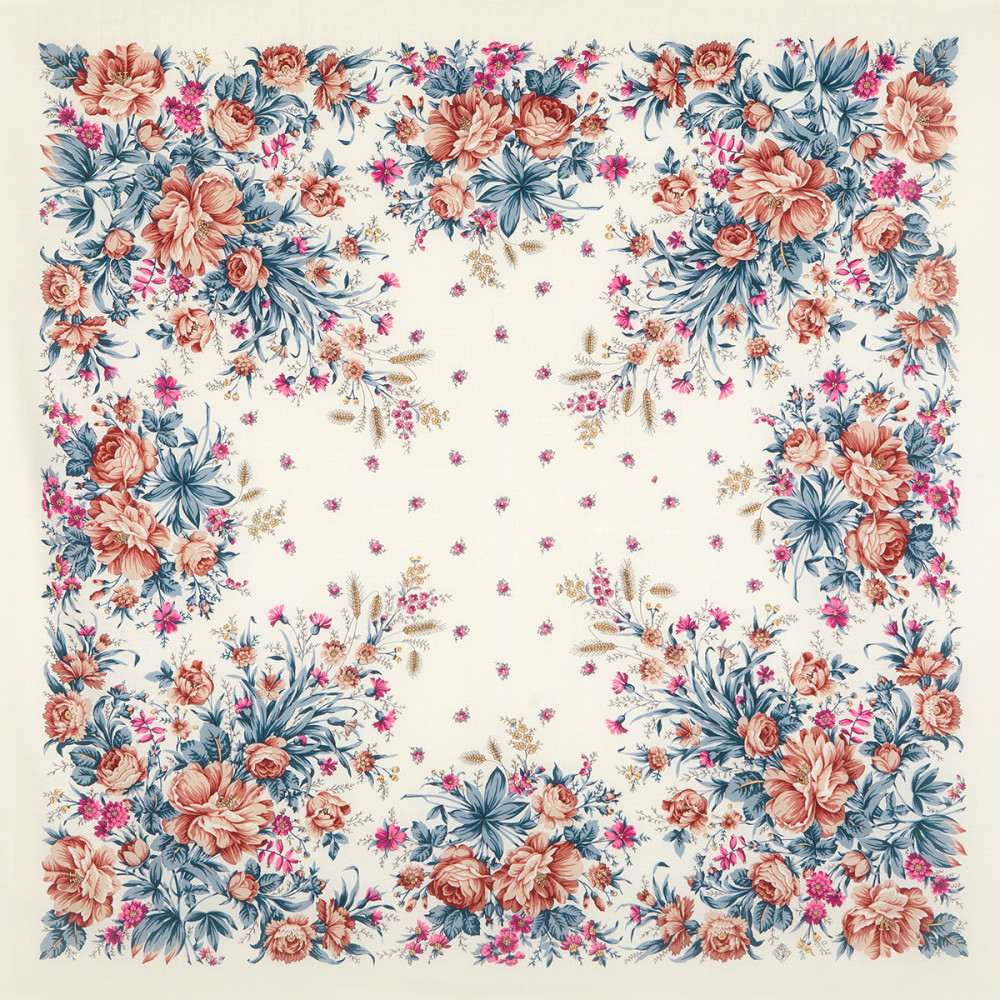 Shop Double-Thread Woolen Yarn Scarves with Silk Fringe 135x135 cm Платок «Утренний сад» online at Skazka.site | Eligible for fast shipping and free returns. Платок «Утренний сад»