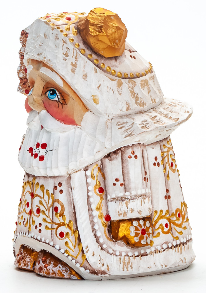 110 mm Santa with a Magic Staff Carved Wood Hand Painted Collectible Figurine (by Igor Carved Wooden Figures Studio)