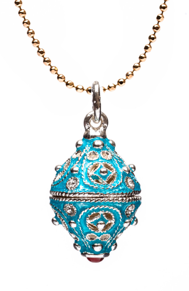 Tsarskoe with Rhinestones Blue Egg Pendant