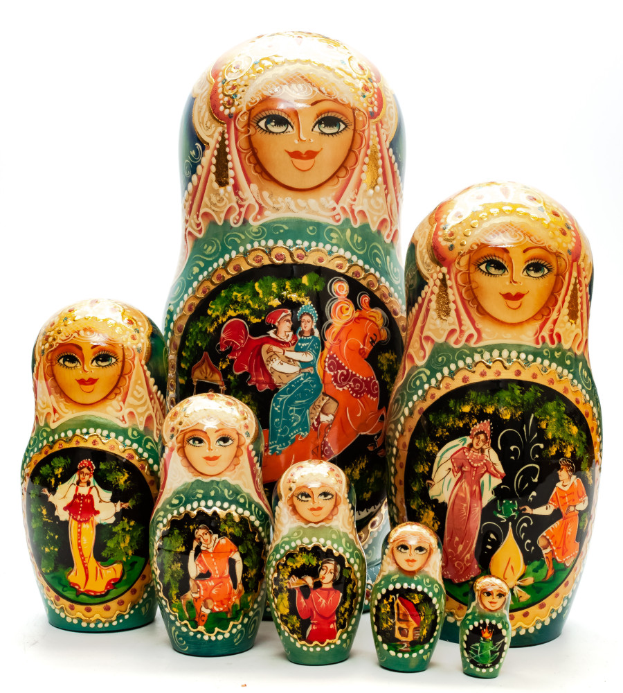Shop Exclusive Nesting Dolls 260mm The Tale of Tsar Saltan hand painted Matryoshka round Doll 7pcs (by Golden Cockerel) online at Skazka.site | Eligible for fast shipping and free returns. 260mm The Tale of Tsar Saltan hand painted Matryoshka round Doll 7pcs (by Golden Cockerel)