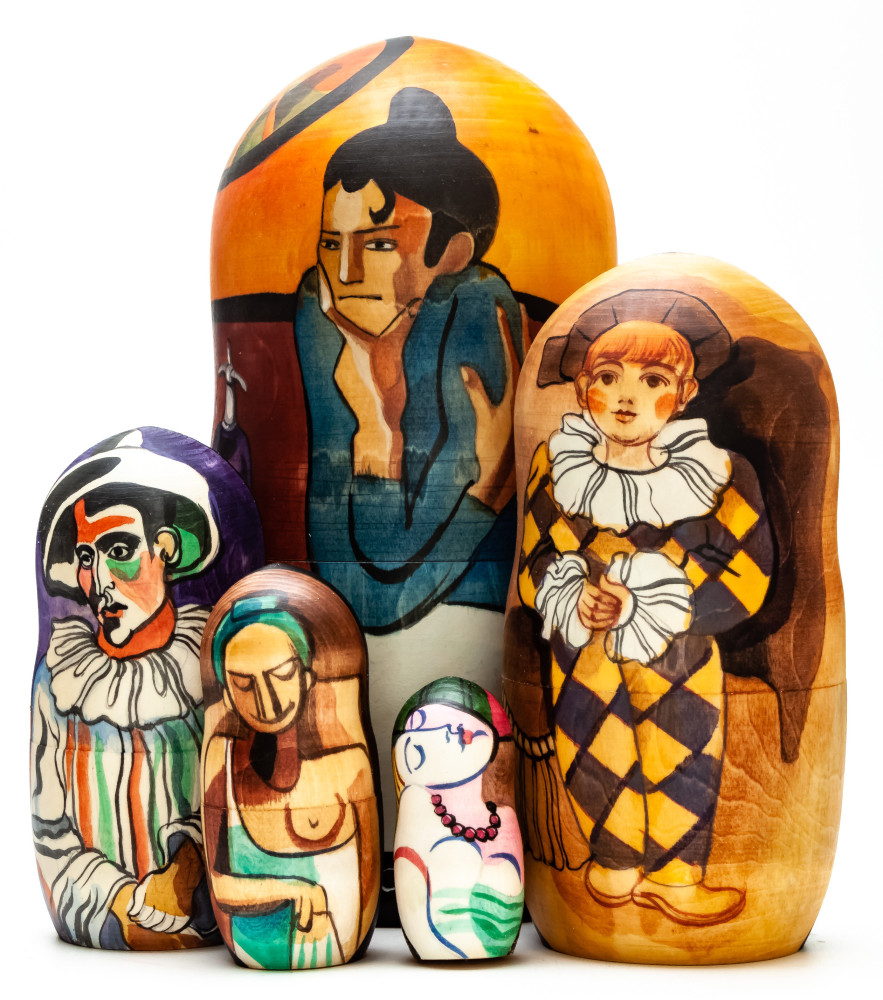 180 mm The Absinthe Drinker by Picasso hand painted on wooden Matryoshka doll 5 pcs (by Alexander Famous Paintings Studio)