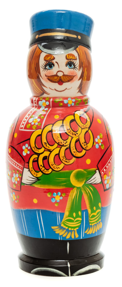 180 mm Man with Bagels hand painted on Wooden Matryoshka doll 5 pcs (by Skazka)