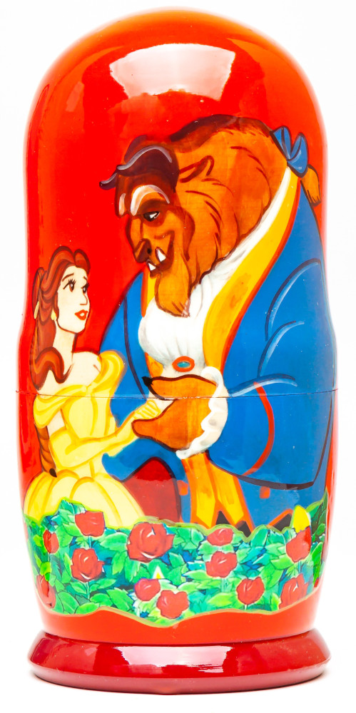 180mm Beauty and the Beast Hand Painted Matryoshka Doll 5 pcs (by Konstantin Studio)