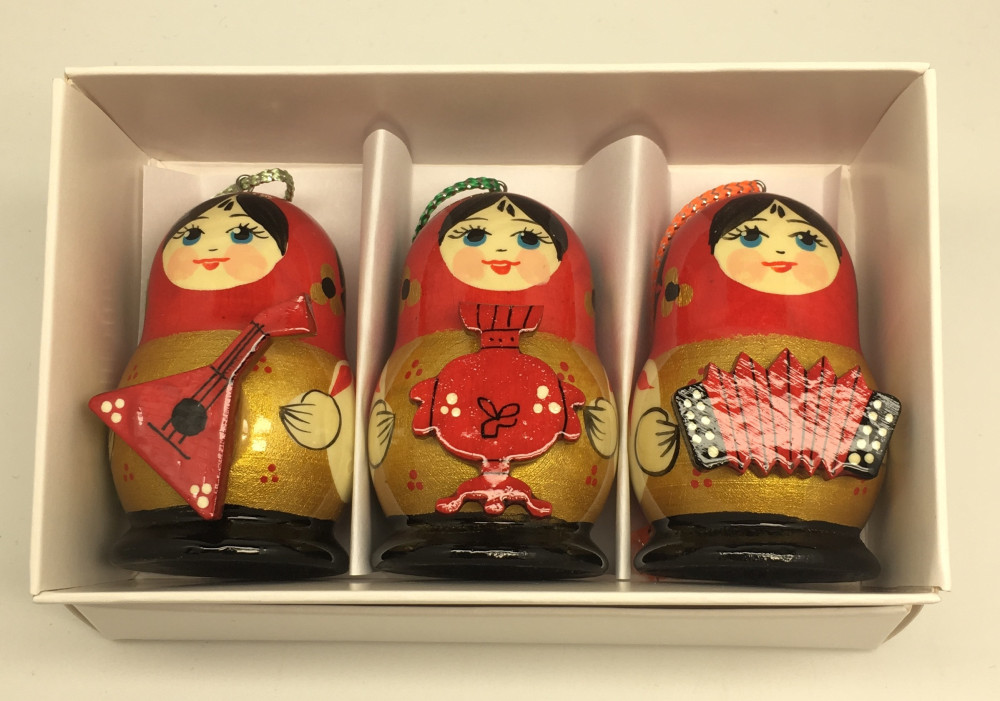 Matryoshka Khokhloma Christmas Ornaments