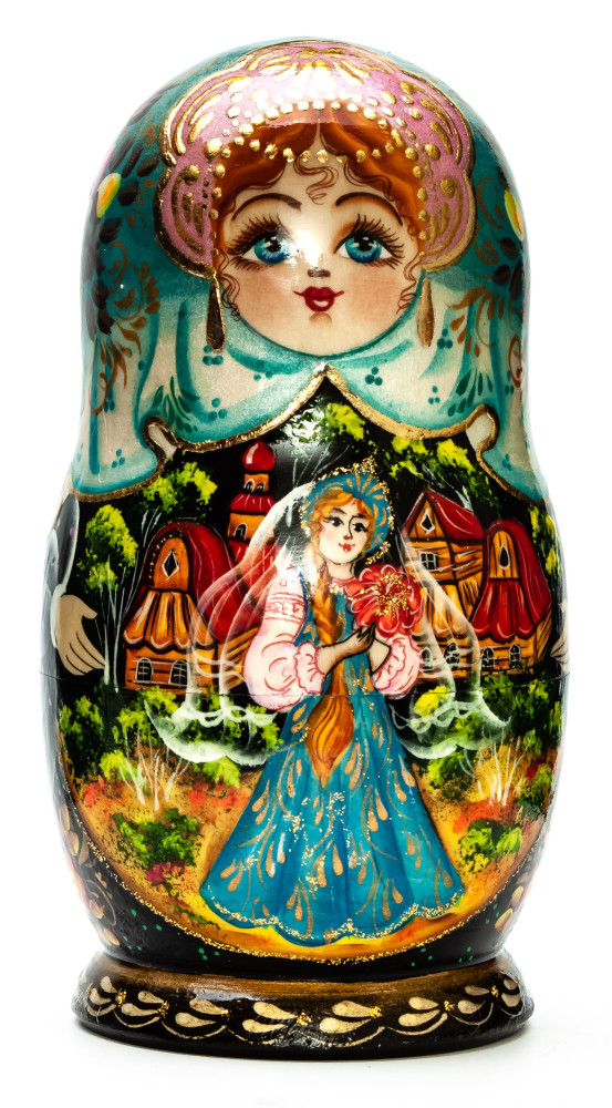 150mm The Scarlet Flower hand painted Matryoshka doll 5pcs