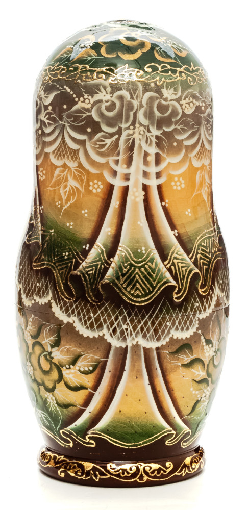 180mm Accordionist with Girl hand painted Matryoshka round Doll 5pcs (by Skazka)