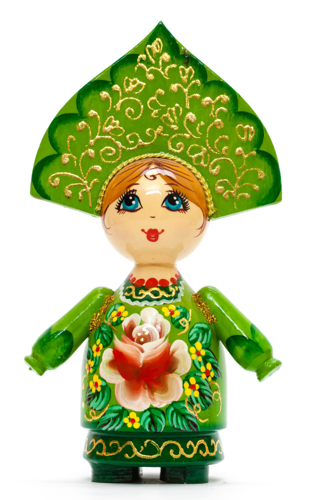 150 mm Russian Girl in Kokoshnik hand painted Wooden Doll (by Summer Shine)