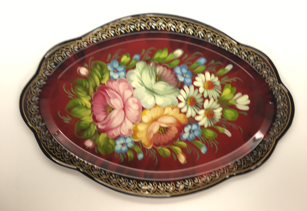 U 330x230 Zhostovo Hand Painted Metal Tray