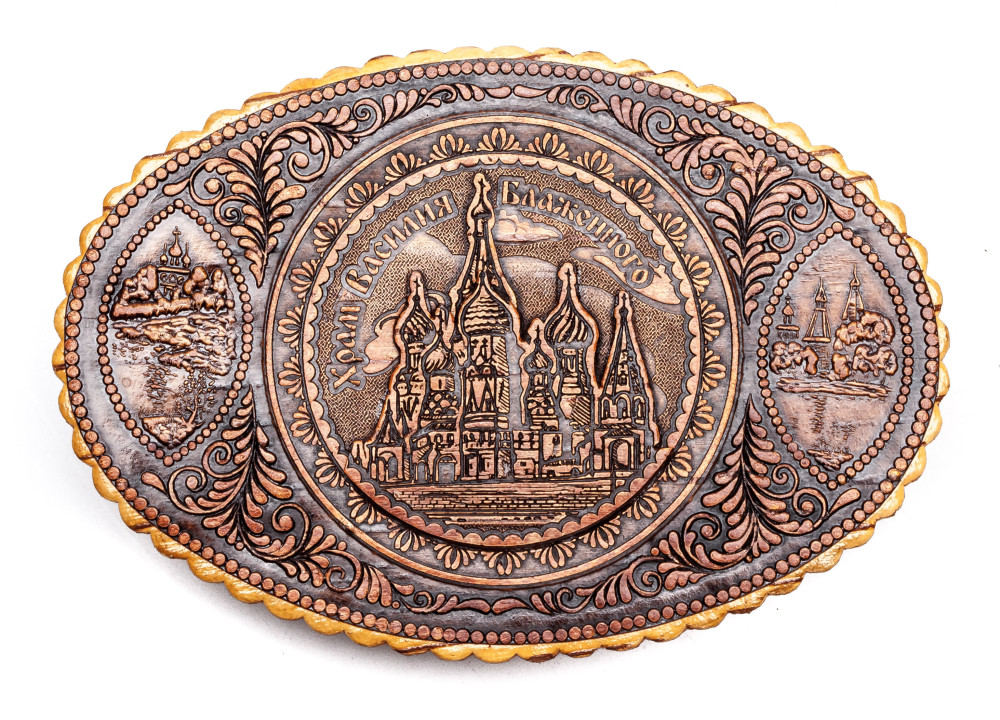 150x100 mm Saint Basil Cathedral hand made Birchbark Jewelry Box (by Maxim Birch)