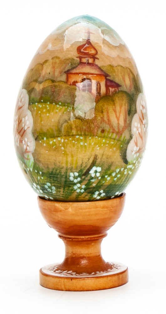 100mm Angel with a Lute handpainted wooden Egg with standby (by Andrey Christams Ornaments Studio)