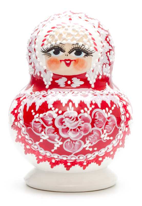 130 mm Red Gzhel with Bubbles hand painted wooden Matryoshka doll 10 pcs (by Rose Studio)