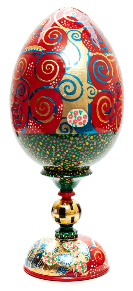300 mm The Kiss by Klimt hand painted wooden Egg on stand (by Tatiana Crafts)
