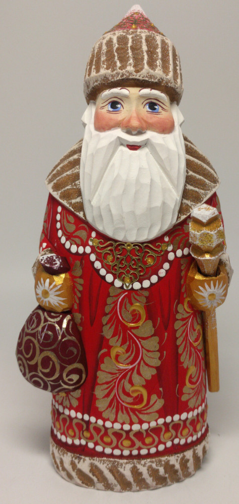 180 mm Santa Claus With a Staff And a Bag of Gifts (by Igor Carved Wooden Figures Studio)