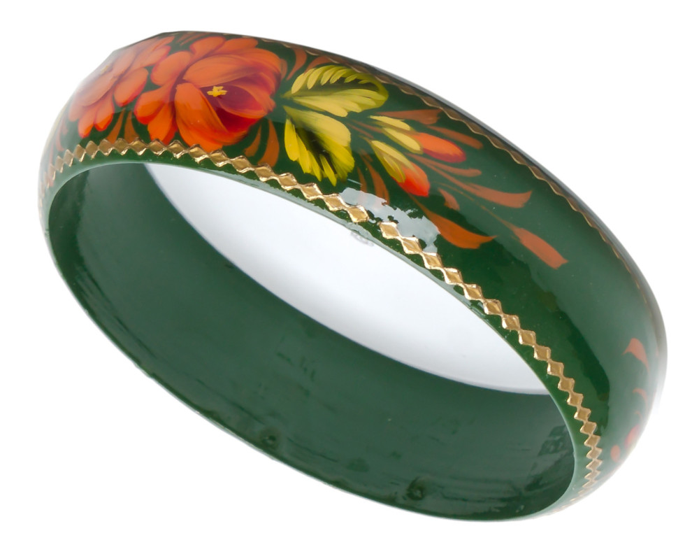 80x20 mm Zhostovo Hand Painted Bracelet (by Lada Workshop)