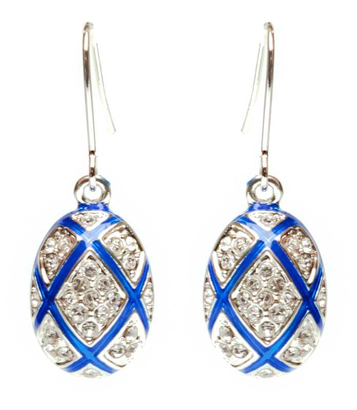 15x35 mm Diamond Blue Egg Shaped Earrings