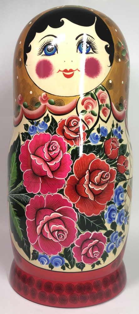 Golden Scarf Russian Hand Painted Wooden Matryoshka with 20 dolls inside