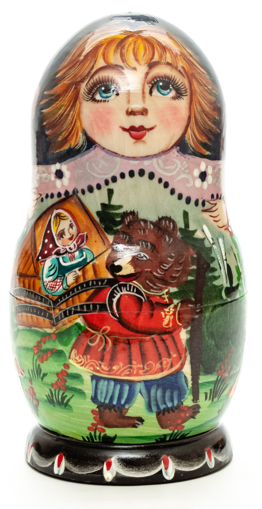 Shop Exclusive Nesting Dolls 180 mm Masha and The Bear hand painted on Wooden Matryoshka doll 5 pcs (by Valeria Crafts) online at Skazka.site | Eligible for fast shipping and free returns. 180 mm Masha and The Bear hand painted on Wooden Matryoshka doll 5 pcs (by Valeria Crafts)