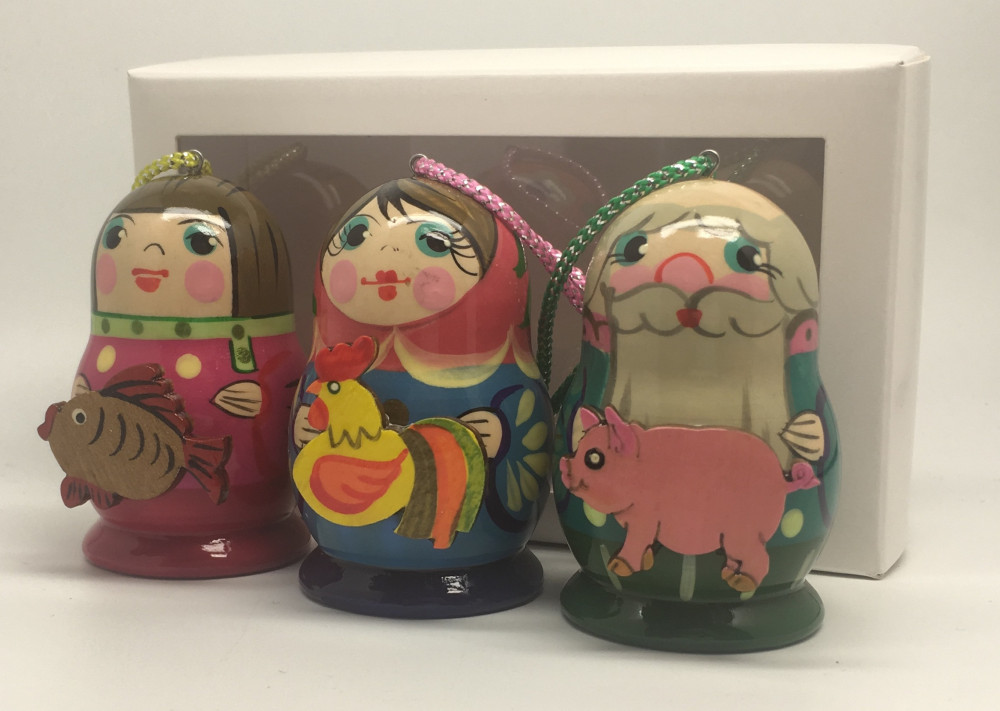 Matryoshka with Animals Christmas Ornaments 