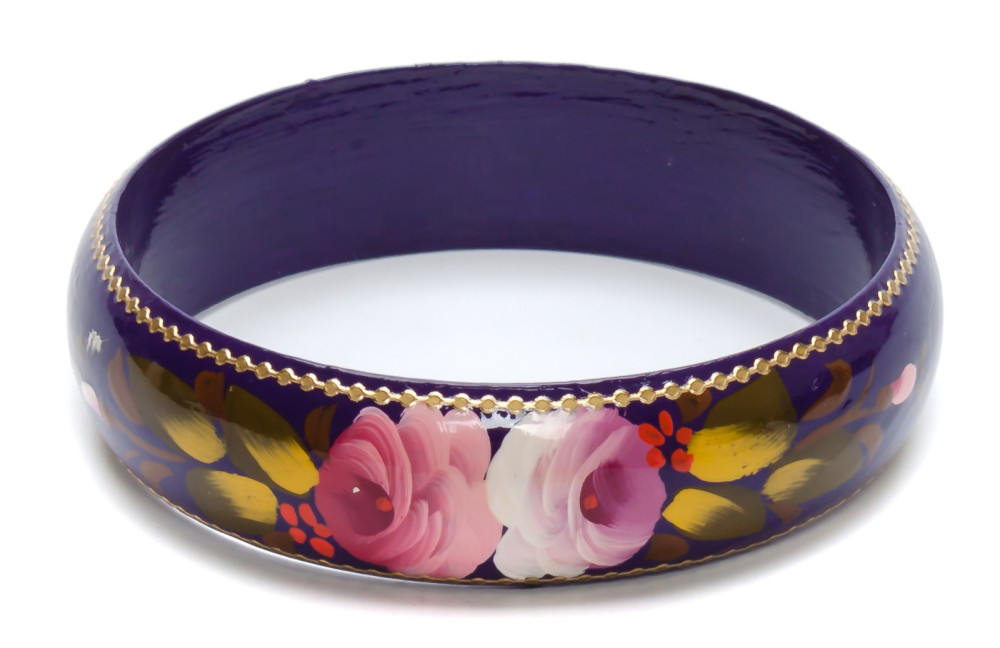 80x20 mm Zhostovo Hand Painted Bracelet (by Lada Workshop)