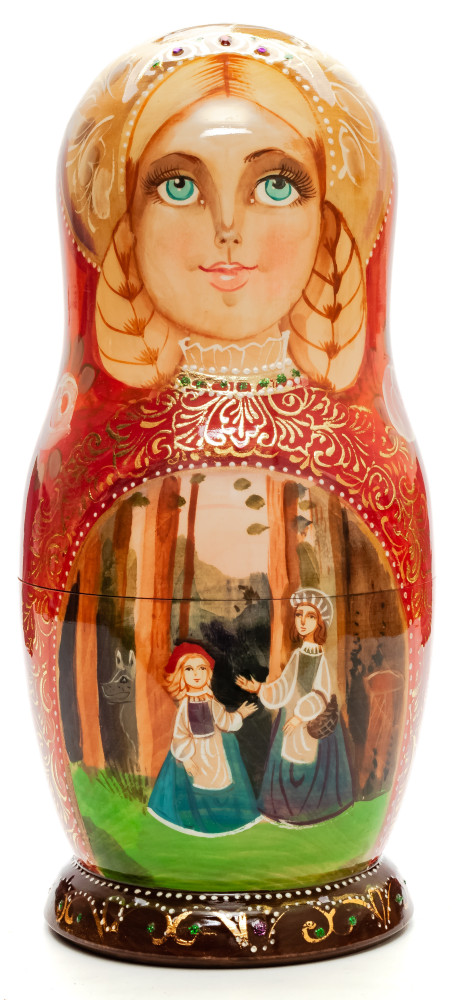 Shop Exclusive Nesting Dolls 260mm The Red Hood hand painted Matryoshka round Doll 7pcs (by Golden Cockerel) online at Skazka.site | Eligible for fast shipping and free returns. 260mm The Red Hood hand painted Matryoshka round Doll 7pcs (by Golden Cockerel)