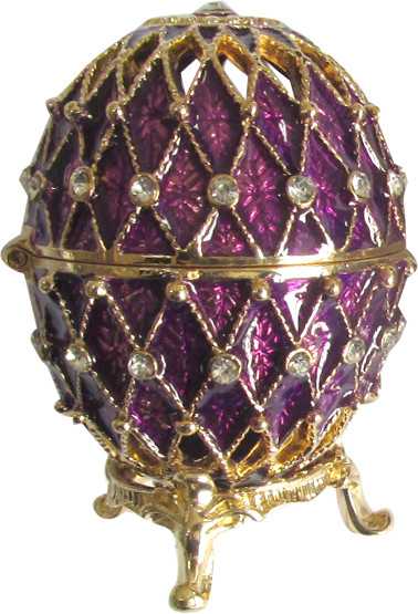 70 mm Golden Trellis on Violet Enamel Easter Egg