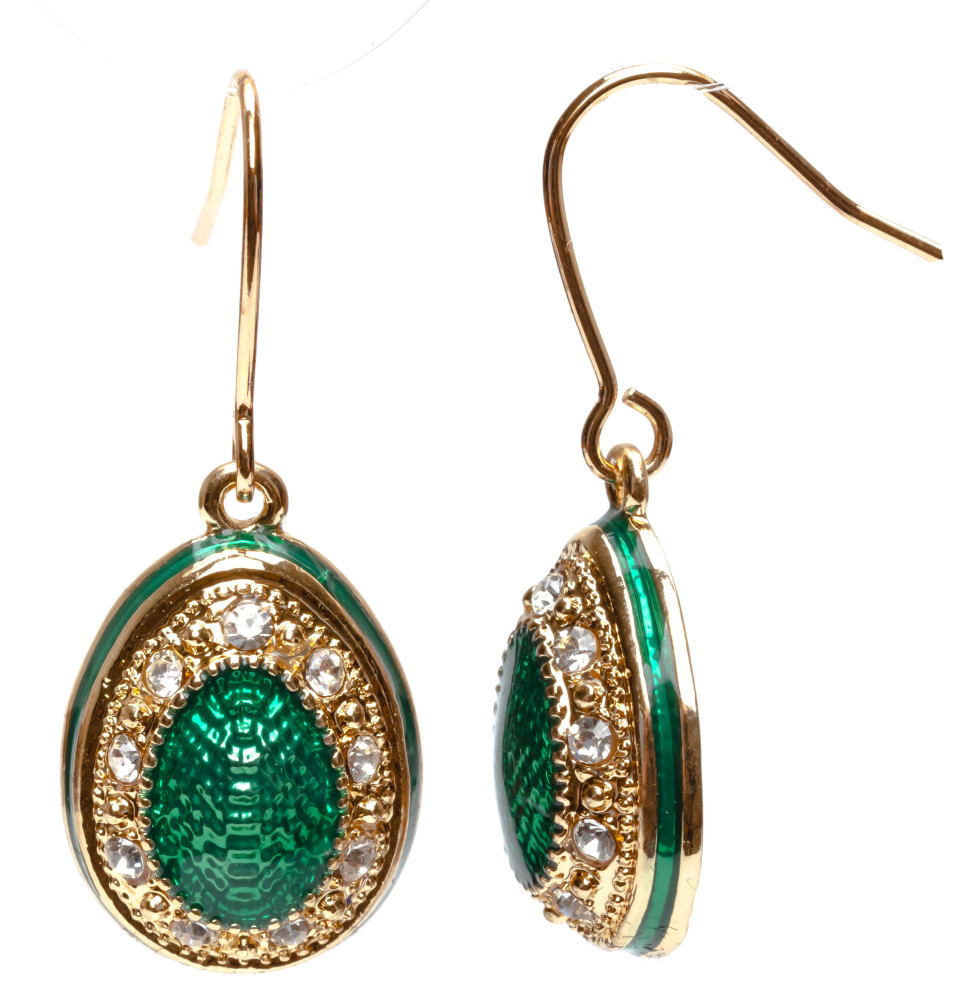 15x35 mm Green Oval Egg Shaped Earrings
