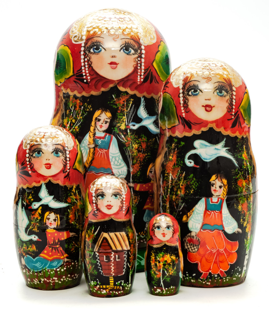 Shop Exclusive Nesting Dolls 150mm The Magic Swan Geese hand painted Matryoshka doll 5pcs online at Skazka.site | Eligible for fast shipping and free returns. 150mm The Magic Swan Geese hand painted Matryoshka doll 5pcs