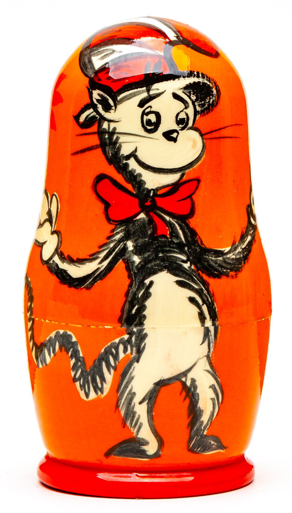 110mm The Cat in the Hat Hand Painted Matryoshka Doll 5 pcs (by Konstantin Crafts)