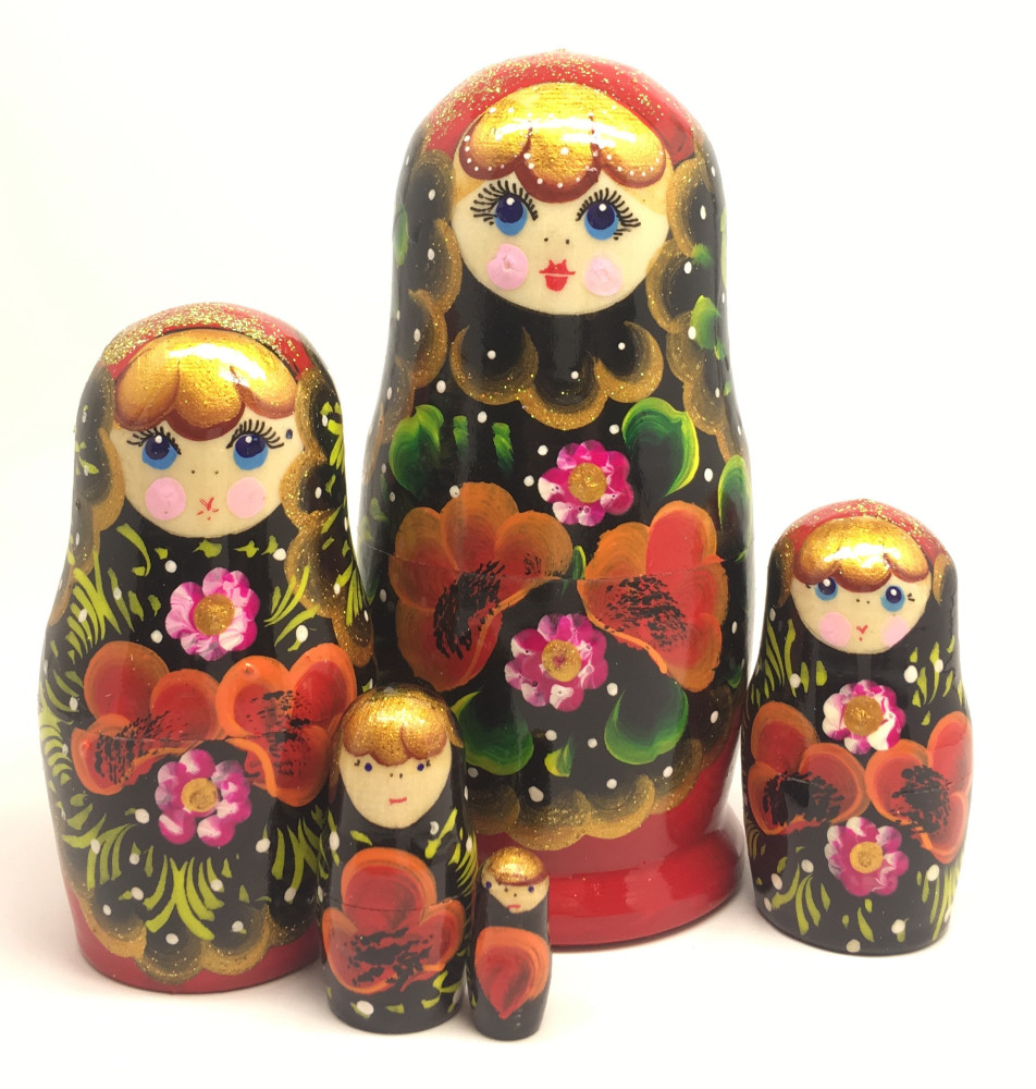 120 mm Maidan Art Hand Painted Matryoshka Doll 5 pcs (by Oleg Crafts)