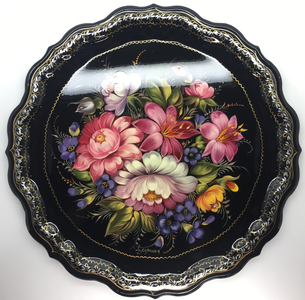 Zhostovo Hand Painted Metal Tray