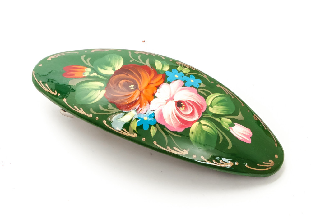 Lada Hair Clip Hand Painted Zhostovo Art