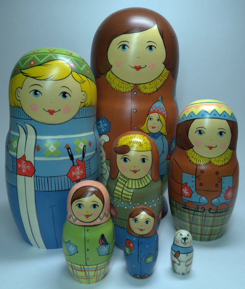 Shop Exclusive Nesting Dolls 230 mm Mother with Daughter hand painted Traditional Russian Wooden Matryoshka doll 7 pcs (by Igor Malyutin) online at Skazka.site | Eligible for fast shipping and free returns. 230 mm Mother with Daughter hand painted Traditional Russian Wooden Matryoshka doll 7 pcs (by Igor Malyutin)