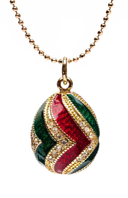 Golden Stripes Red and Green Egg Pendant