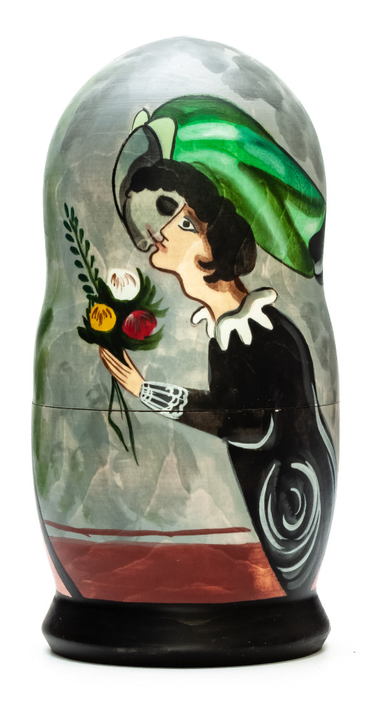 180 mm Birthday by Chagall hand painted on wooden Matryoshka doll 5 pcs (by Alexander Famous Paintings Studio)
