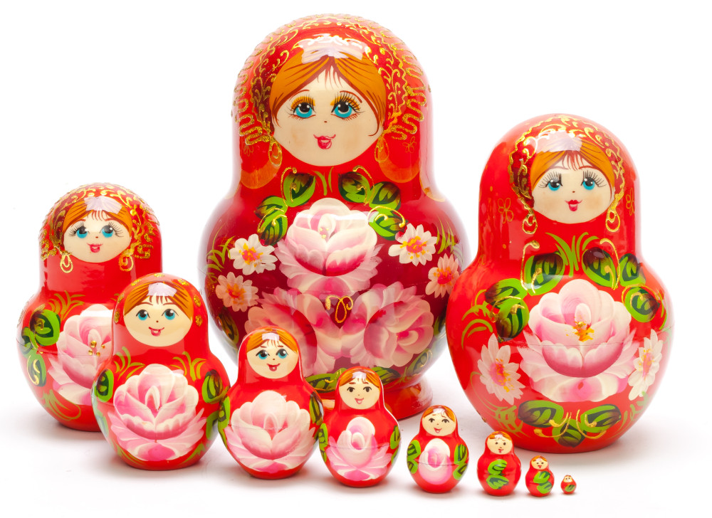 160 mm Summer Flowers Matryoshka Doll 10 pcs (by Summer Shine)