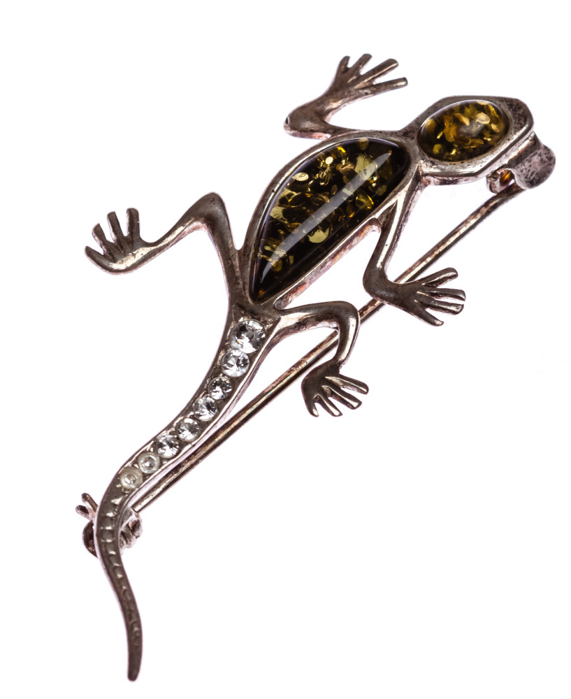 4 g Lizard Baltic Amber Brooch