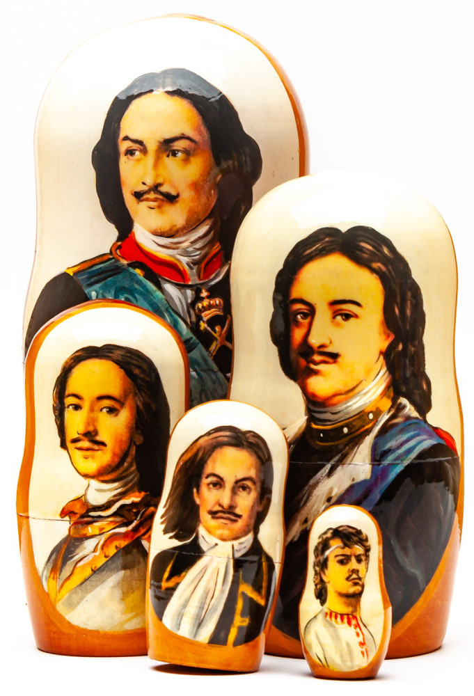 180mm Peter the Great Handmade wooden Matryoshka Nesting Doll 5 pcs (by Konstantin Studio)