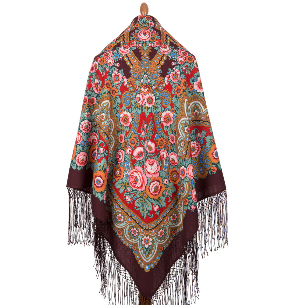 Shop Thick Woolen Fabric Shawls with Silk Fringe 148x148 cm Шаль «Посадский» online at Skazka.site | Eligible for fast shipping and free returns. Шаль «Посадский»