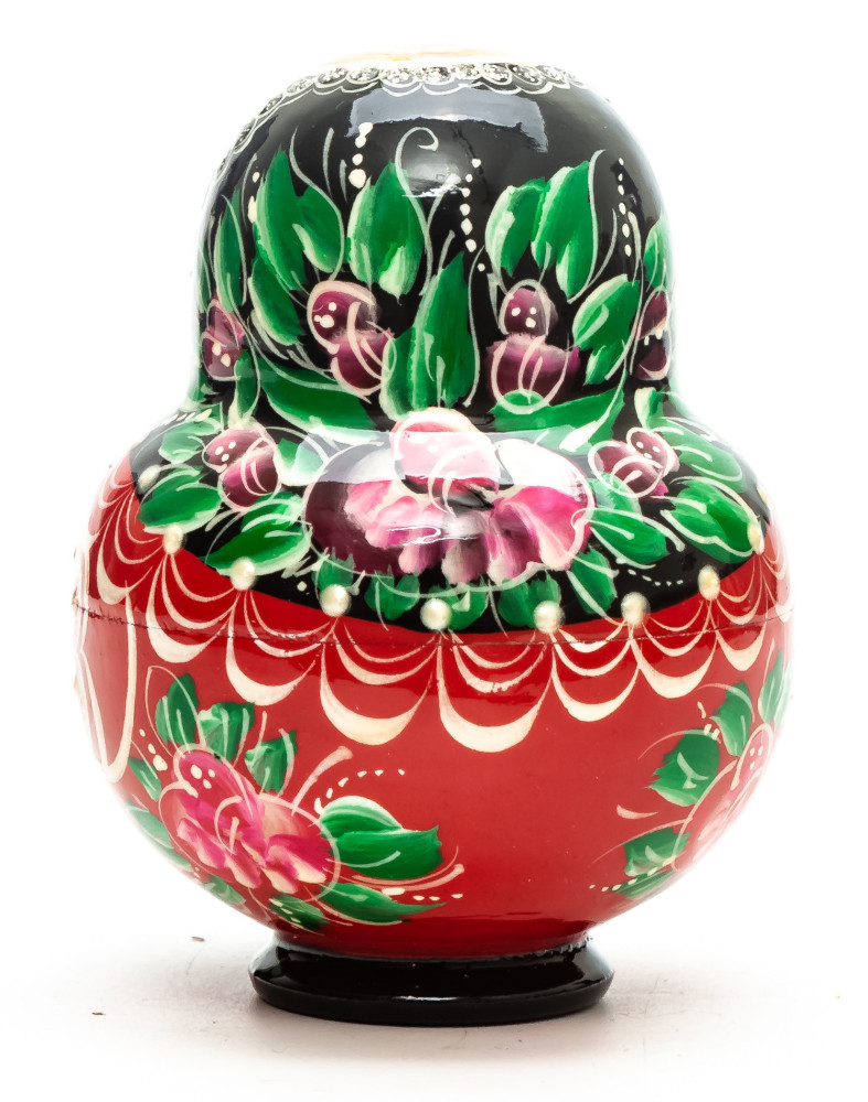 80 mm Flowers hand painted on Wooden Matryoshka doll 5 pcs (by Skazka)