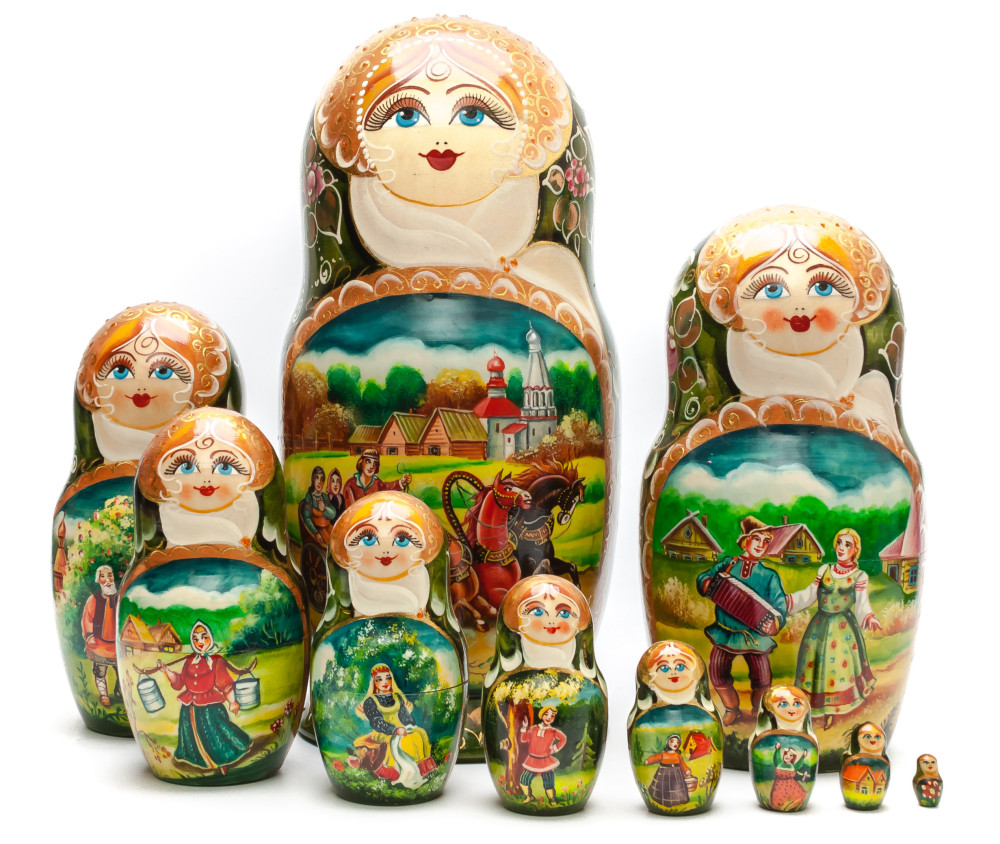 Shop Exclusive Nesting Dolls 290 mm Russian Troika handpainted Wooden Matryoshka round Doll 10 pcs (by Valery Crafts) online at Skazka.site | Eligible for fast shipping and free returns. 290 mm Russian Troika handpainted Wooden Matryoshka round Doll 10 pcs (by Valery Crafts)