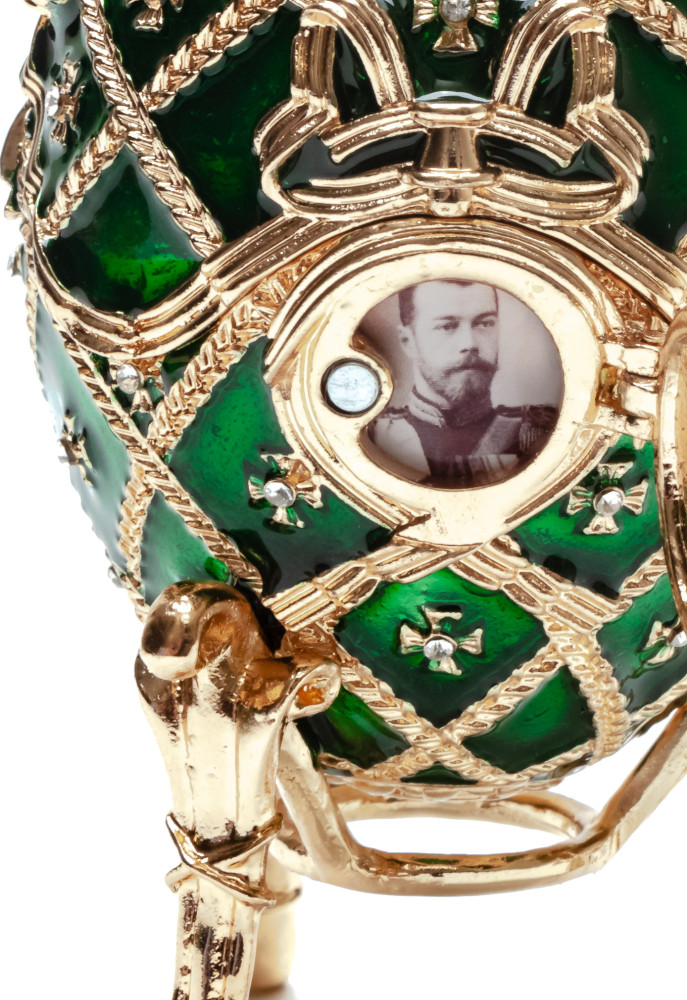 90 mm The Cross of Snt George with Portrait of Tsar Nicholas II of Russia Easter Egg