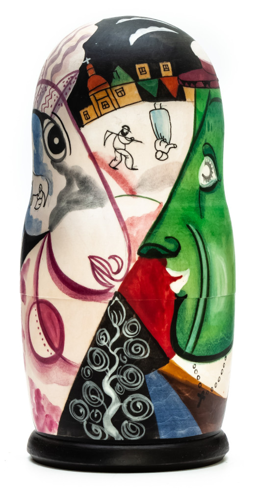 180 mm  The Village by Chagall hand painted on wooden Matryoshka doll 5 pcs (by Alexander Famous Paintings Studio)