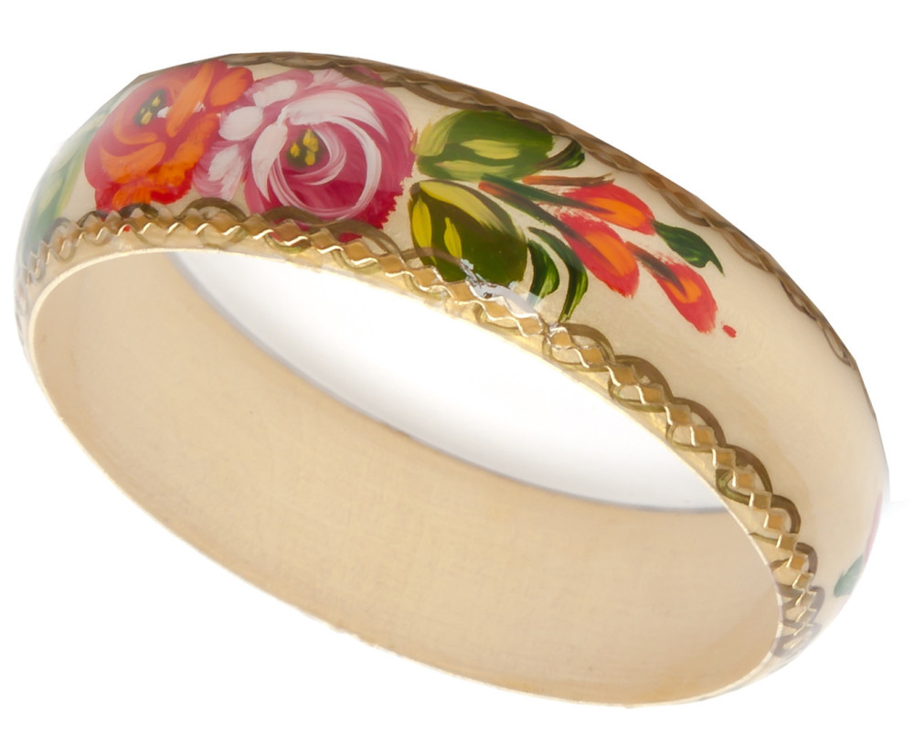 80x20 mm Zhostovo Hand Painted Bracelet (by Lada Workshop)