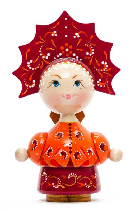 140 mm Russian Girl in Kokoshnik hand painted Wooden Doll (by Summer Shine)
