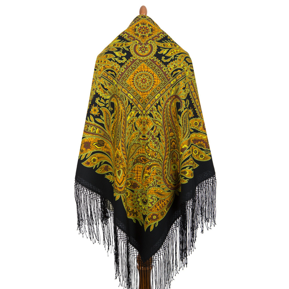 Shop Thick Woolen Fabric Shawls with Silk Fringe 148x148 cm Шаль «Печатный пряник» online at Skazka.site | Eligible for fast shipping and free returns. Шаль «Печатный пряник»